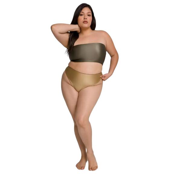 Good American Reversible Good Waist Cheeky Bottom 8 5XL High Shine Sage Gold NWT - Picture 11 of 13